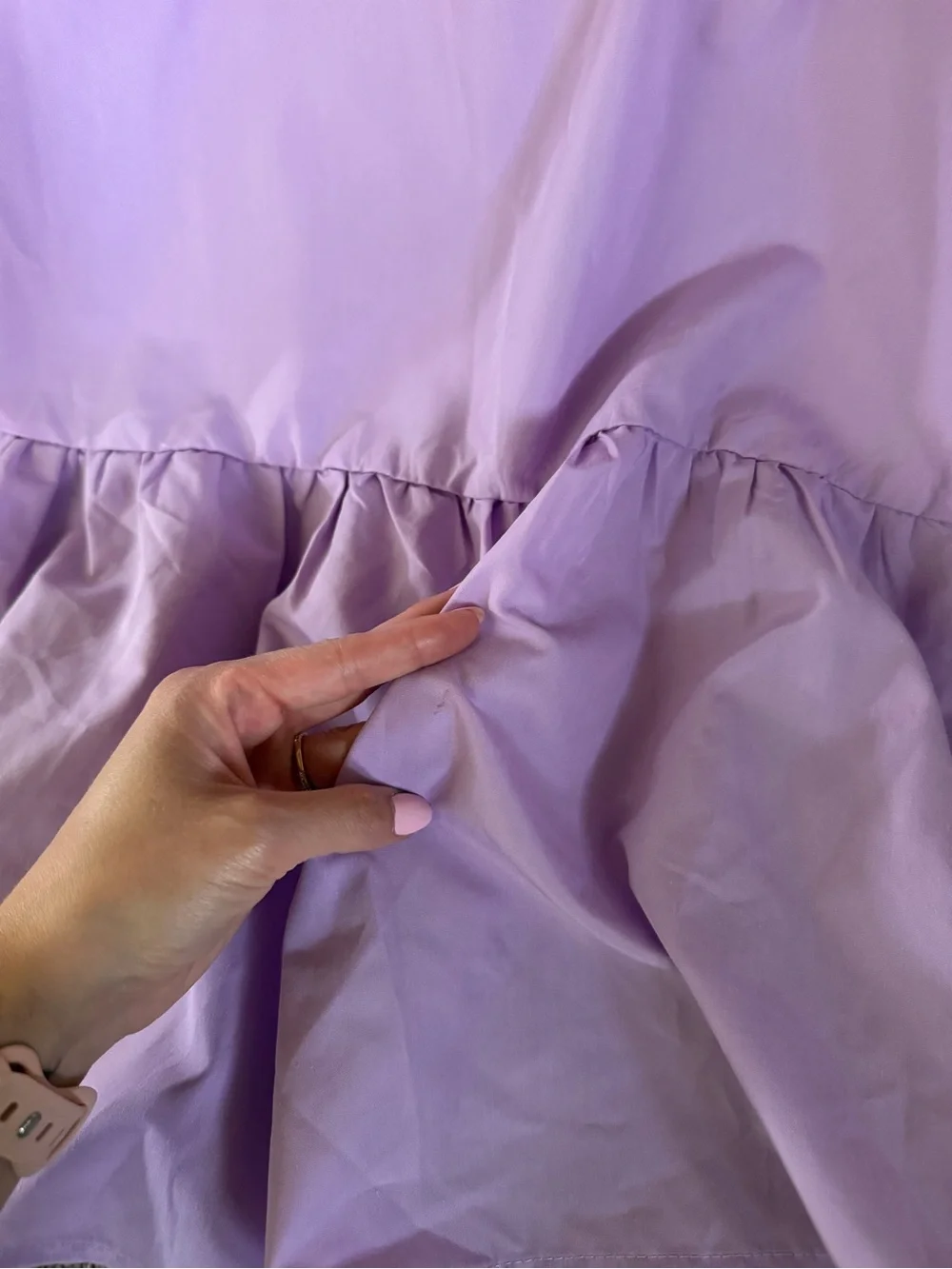 Entro Womens Lilac Ruffled Dress with Red Trim - Picture 7 of 7
